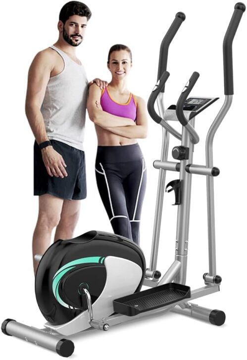 Dripex Crosstrainer für zuhause, Magnetisch ultraleiser Ellipsentrainer mit 8 Widerstandsstufen, 6KG Schwungrad, Pulssensor, LCD Monitor, Gerätehalterung, 120 kg Gewichtskapazität