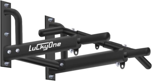 Luckyone Klimmzugstange Wandmontage, 3 Ösen für TRX & Boxsack 6 rutschfeste Griffe, extrem stabil, unzählige Pull Up Übungen, bis 200 kg