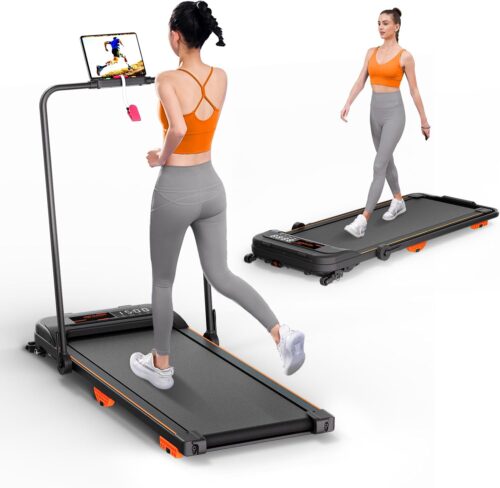 Walking Pad, Laufband für Zuhause mit Neigung, 2.5 PS Leiser Motor, Schlanker Laufband Schreibtisch, 1-6 km/h, LCD-Anzeige, Bluetooth Speaker, Fernbedienung und App Steuerung, für Zuhause & Büro