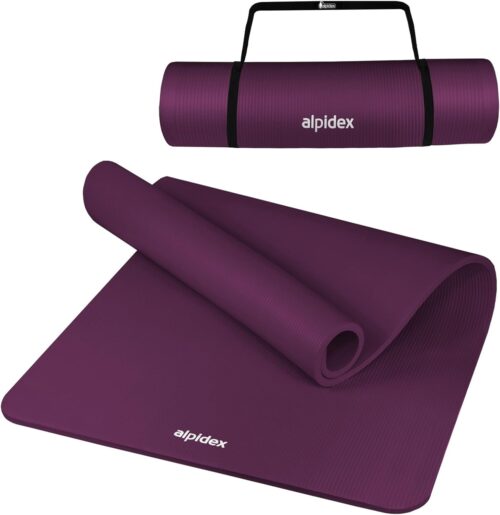 ALPIDEX Yogamatte Extra Dick 1,5cm Gymnastikmatte 3 Größen rutschfest Phthalatfrei Fitness Matte Tragegurt Turnen Pilates Sport Physio HIIT Yoga Trainingsmatte Isomatte