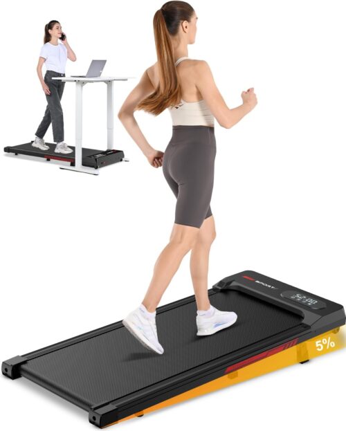 HomeFitnessCode 4 in 1 Laufband mit Neigung – Walking Pad für Zuhause mit 5% Steigung 1-8 Km/h Untertisch Elektrisch Laufpad Walking Band