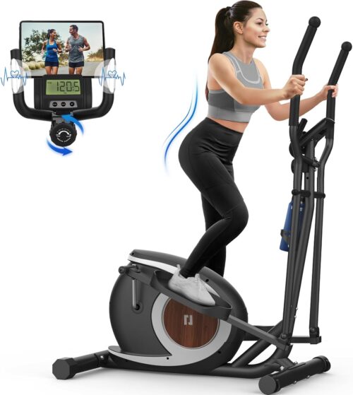 Crosstrainer für Zuhause, Ultraleiser Magnetischer Ellipsentrainer mit 16 Widerstandsstufen, LCD-Monitor, Rutschfestem Pedal, Flaschenhalter, Bis zu 265 LBS Home Fitness-Übung Elliptical Stepper