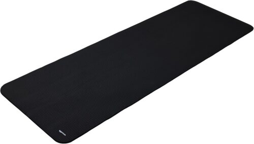 Amazon Basics Yogamatte, rutschfest, extra dick, Pilates-Gymnastikmatte, 183 x 61 x 1 cm, Schwarz