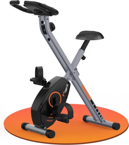 Wenoker Heimtrainer Fahrrad Klappbar, Faltbares Ergometer Heimtrainer, Heimtrainer Klappbar 8 Magnetische Widerstandsstufen, Platzsparendes Heimtrainer mit LCD Display und Handpulssensoren