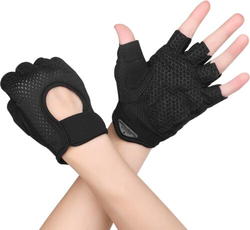 Yasdyri Fitness Handschuhe Damen Herren Trainingshandschuhe 2 Stück Anti Rutsch Silikon Atmungsaktive Sporthandschuhe für Gewichtheben Krafttraining, Handflächenschutz, Radfahren, Bewegung