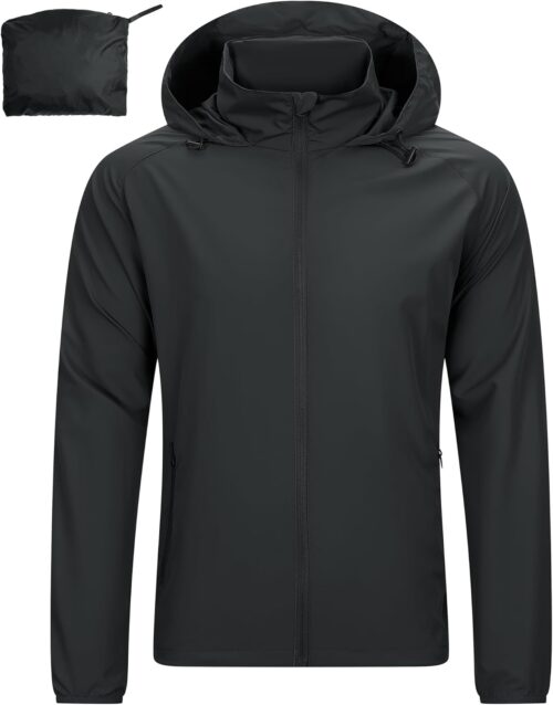 33,000ft Leichte Regenjacke Herren Wasserdicht Atmungsaktiv -Männer Dünne Outdoor Jacke Faltbar Windbreaker Wanderjacke Laufjacke zum Reisen Wandern Golf