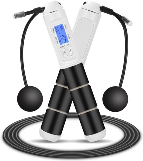 SOBEAU Springseil Erwachsene Fitness, Springseil mit Zähler, Jump Rope Verstellbar mit Kugellager, Kabellos Gewichtetes Seilspringen für Workout, Skipping Rope Rutschfest für Kinder und Erwachsenes