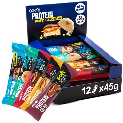 Corny Protein Soft & Crunchy 12er Mix Pack 30% Eiweiß Probier Mischkarton 12x45g Mixbox