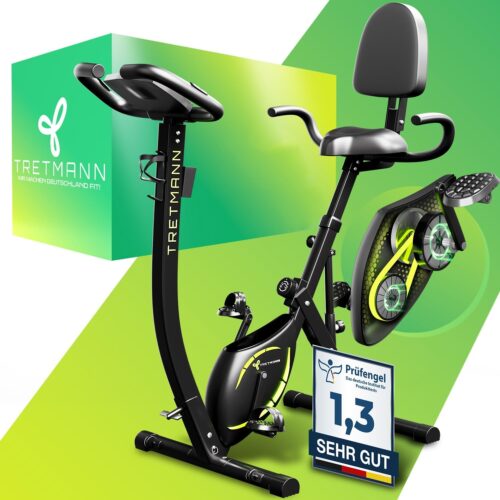 Tretmann NEU 3in1 Heimtrainer Fahrrad klappbar -extra leise & komfortabel – [SoftFoam] DEKRA geprüft – mit tiefem Einstieg Hometrainer Fahrrad Ergometer heimtrainer klappbar zuhause fitnessbikes