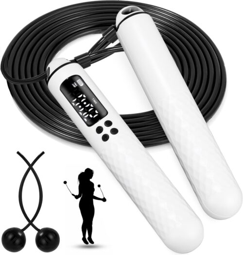 Skipping Rope Kalorienzähler,einstellbares Springseil mit Kugellager und rutschfesten Griffen – schnurloses Springseil für Workout, Fitness, Boxen für Männer, Frauen, Kinde,Springseil mit zähler