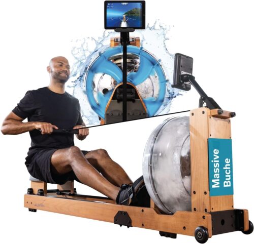 Skandika Wasserrudergerät Lykke | 90° Tank, Holz Rudergerät für Zuhause, Kinomap App kompatibel, massives Buchenholz, Wasser | Holzrudergerät mit Wasserwiderstand