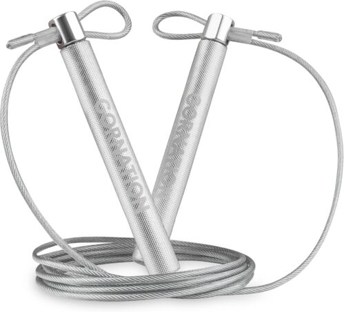 GORNATION Springseil Verstellbar mit Kugellager, Speed Rope für Boxen, Fitness und CrossFit, Hochwertiges Springseil mit rutschfesten Griffen & langlebigem Stahlseil, Perfekt für Erwachsene