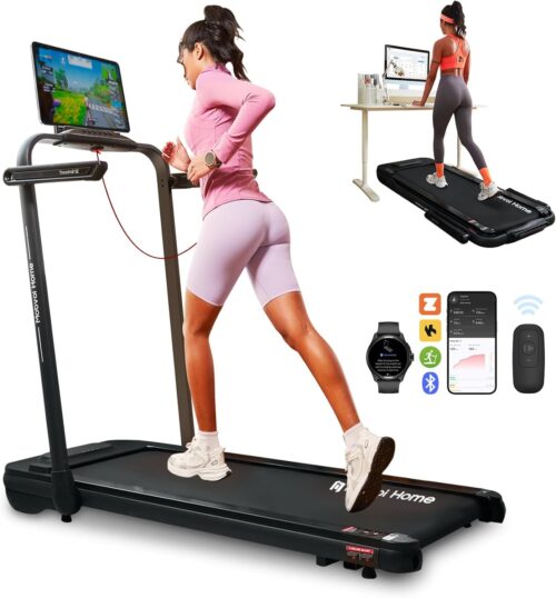 Mobvoi Home Laufband SE, 3-in-1-Klapplaufband, elektrisches Laufband, 2,5 PS, kompakt tragbar unter dem Schreibtisch, 12 km/h, Fernbedienung, LED-Anzeige, platzsparend, für Zuhause und Büro, 120 kg