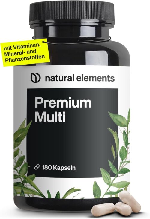 Premium Multivitamin – 180 hochdosierte Komplex-Kapseln – wertvolle Vitamine A-Z – Premium-Rohstoffe – mit Bioaktiv-Formen – ohne unnötige Zusätze – in Deutschland produziert & laborgeprüft