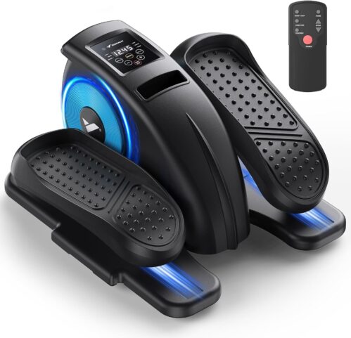 MERACH Mini Ellipsentrainer, Untertisch Elektrischer Crosstrainer mit Fernbedienung, Display, 12 Geschwindigkeiten, Leise & Tragbar Stepper für Senioren Jugendliche und Erwachsene Freizeitübung