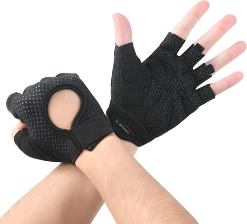 flintronic Fitness Handschuhe, Atmungsaktive Trainingshandschuhe mit Mikrofasergewebe, Rutschfester Silikon Gym Gloves Gewichtheben Handschuhe, Sporthandschuhe für Damen Herren