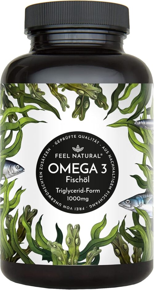 Omega 3 Kapseln hochdosiert – Jahresvorrat 365 Stück – Nur 1 Kapsel täglich – Essentielle Omega 3 Fettsäuren EPA & DHA – Fischöl Kapseln aus nachhaltigem Fischfang, ohne unnötige Zusätze