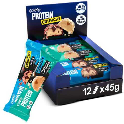 Corny Protein Crunchy 12er Mix Pack 30% Eiweiß Probier Mischkarton 12x45g Mixbox