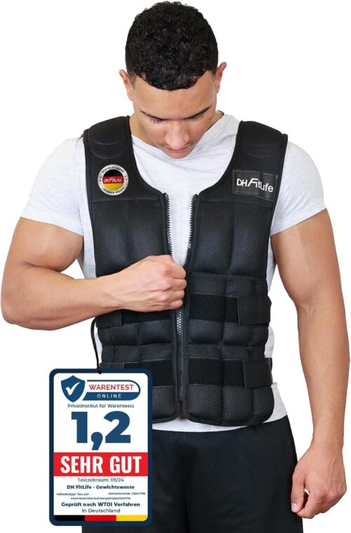 DH FitLife Verstellbare Gewichtsweste 10/20/30KG zum Muskelaufbau u. Krafttraining | Weighted Vest | Laufweste Damen Herren | Fitness Trainingsweste
