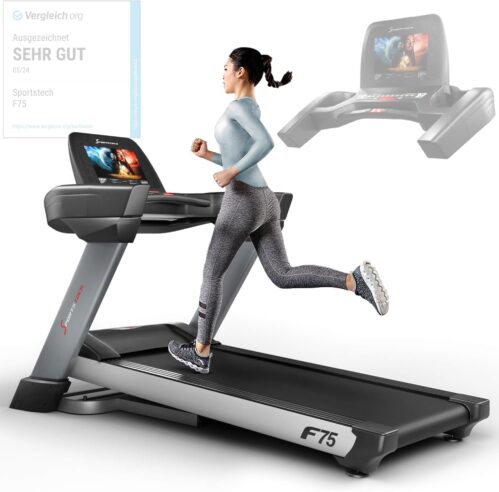 Sportstech Profi Laufband für Zuhause klappbar | Deutsche Qualitätsmarke | bis 20 km/h und Steigung, große Lauffläche, großes Touch-Display | 7 PS Motor Treadmill sTread Pro / F75