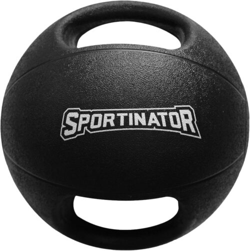 SPORTINATOR® Trainings Medizinball mit integrierten Griffen, mit Gewichtsangabe auf dem Ball, ideal für Kraft- und Konditionstraining | Gewicht von 3 kg bis 10 kg