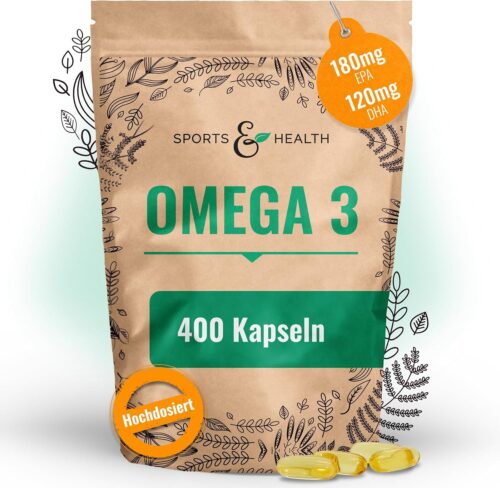 Omega 3 Kapseln Hochdosiert – 400 Fischöl Kapseln Hochdosiert – Reines Omega 3 Öl Aus Nachhaltigem Fischfang – 1000mg Omega3 Fettsäuren Pro Kapsel – Mit Omega 3 Triglyceride EPA DHA