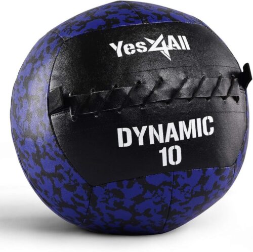 Yes4All Medizinball Wall Ball 2.7kg – 9kg Premium Gewichtsball Weicher Medizinball/Wand-Medizinball, aus Leder, Inklusive kostenlosem Zielaufkleber (Schwarz) für Ganzkörpertraining und Kraftübungen