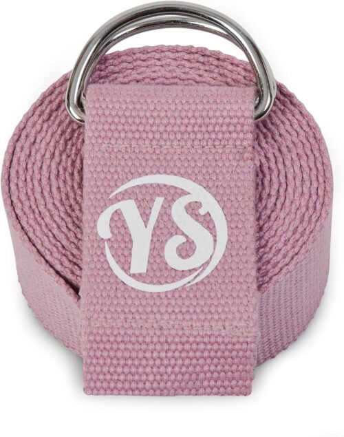 Yoga Studio Yoga-Gurt, 2,5 m, extra lang, langlebig, Bio-Baumwolle, verstellbar, dehnbarer D-Ring, Yoga-Gürtel, für Übungen, Pilates, Tanz, Workout, Fitnessstudio, Physiotherapie – Staubrosa