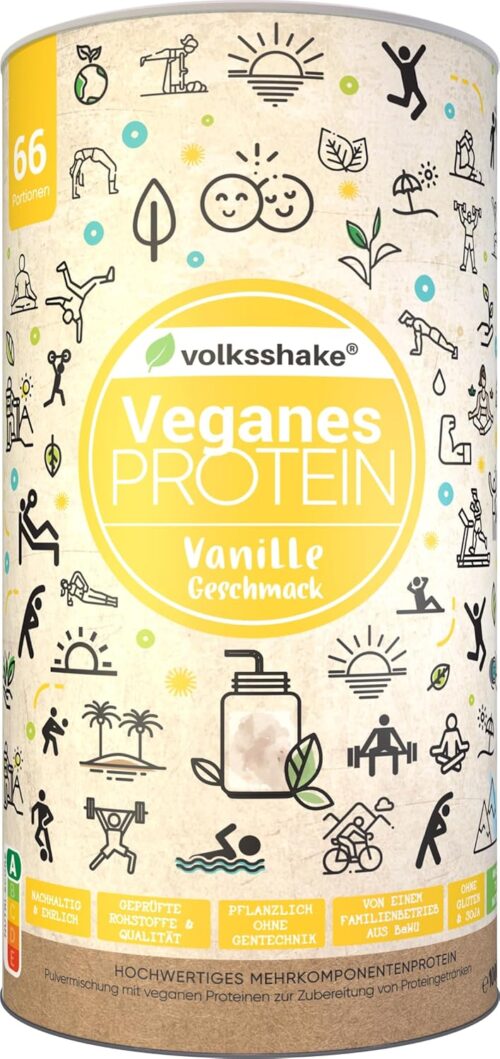 Veganes Protein cremige Vanille | 1000g | 12 pflanzliche Proteinquellen | Ohne Sucralose | Ohne Soja & Gluten | Premiumqualität vom Bodensee | Made in Germany