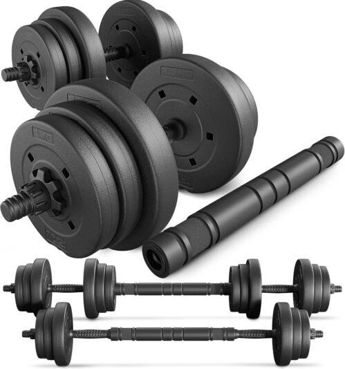 TREX SPORT Hanteln Set | 2er Set Kurzhanteln & Langhantel | 20kg 40kg Hantelset Dumbbell Set mit Verbindungsrohr