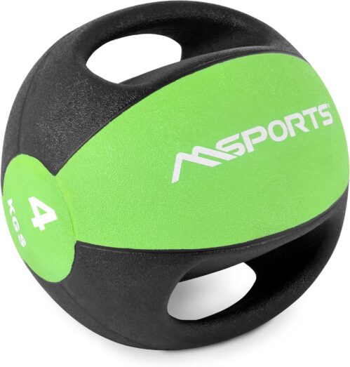 MSPORTS Medizinball Premium mit Griffe 1 – 10 kg – Professionelle Studio-Qualität Gymnastikbälle