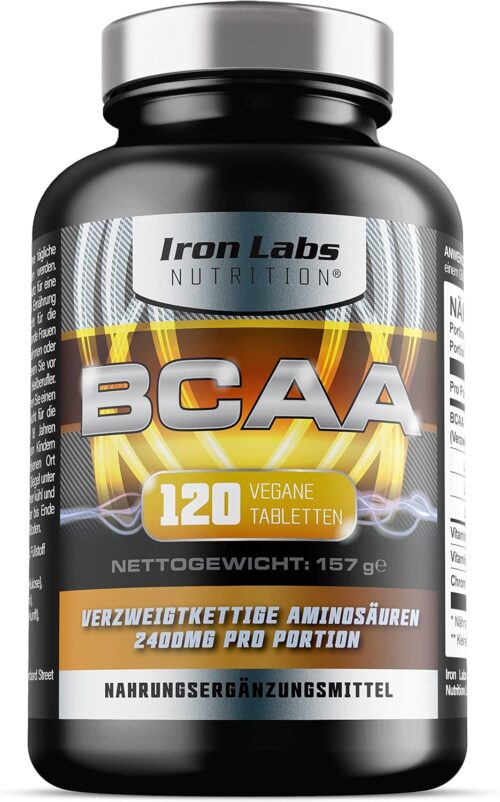 BCAA Tabletten – 2400 mg BCAAs pro Portion – BCAA Aminosäuren (BCCA verzweigtkettige Aminosäuren mit Hochdosiert B6) – BCAA Kapseln Hochdosiert Für Vegetarier & Veganer geeignet (120 Tabletten)