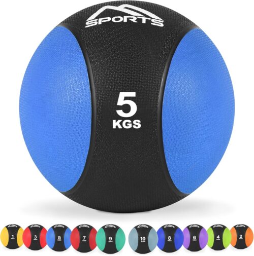 MSPORTS Medizinball 1 – 10 kg – Professionelle Studio-Qualität inkl. Übungsposter Gymnastikbälle