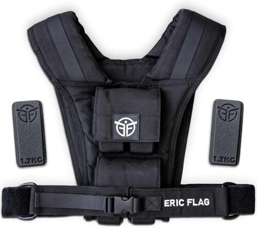 Eric Flag – Gewichtsweste 20kg oder 10kg, Herausnehmbare Metall-Gewichte, Verstellbare Trainingsweste für Crosstraining, Krafttraining, Calisthenics und Gym, Bequeme Weight Vest Damen & Herren
