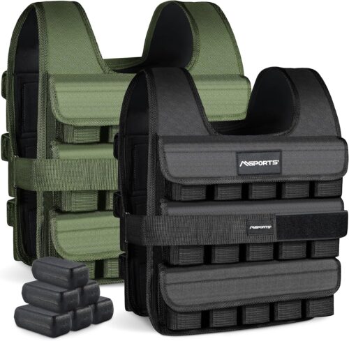 MSPORTS Gewichtsweste Premium Verstellbar von 5 kg – 30 kg Weight Vest | Laufweste Damen Herren | Fitness Trainingsweste Krafttraining